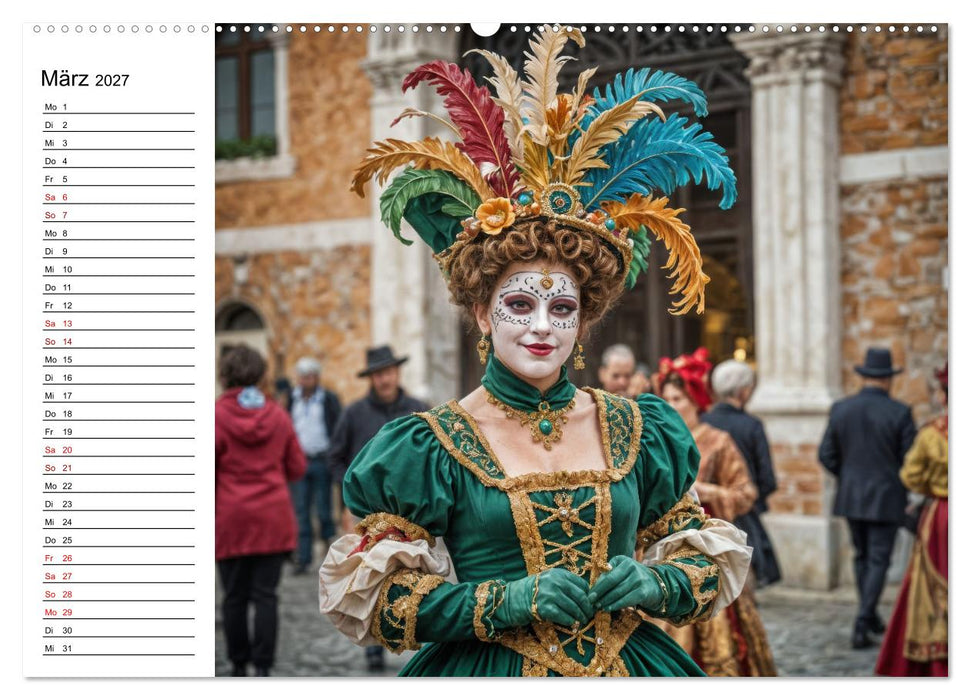 Märchenhafte Maskerade KI - Karnevalserlebnis in Venedig (CALVENDO Premium Wandkalender 2027)