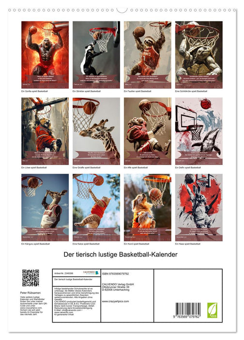 Der tierisch lustige Basketball-Kalender (CALVENDO Premium Wandkalender 2027)