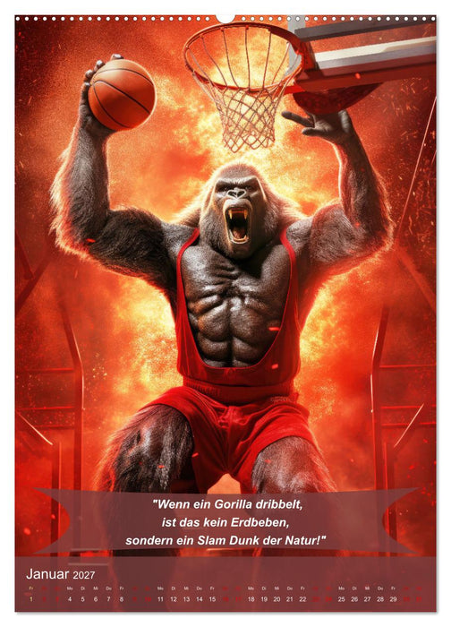 Der tierisch lustige Basketball-Kalender (CALVENDO Premium Wandkalender 2027)