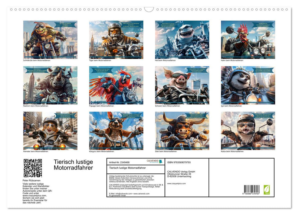 Tierisch lustige Motorradfahrer (CALVENDO Wandkalender 2027)