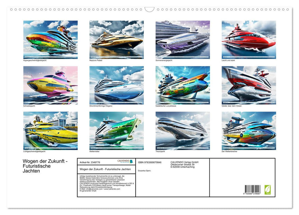 Wogen der Zukunft - Futuristische Jachten (CALVENDO Wandkalender 2027)