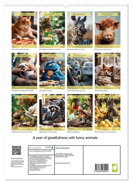 A year of greatfullness with funny animals (CALVENDO Premium-Calendar 2027)