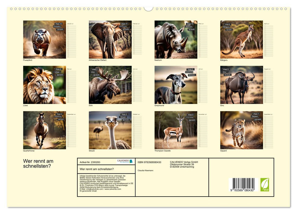 Wer rennt am schnellsten? (CALVENDO Premium Wandkalender 2027)