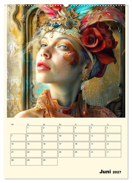 Surreale Frauenportraits im venezianischen Stil - Planer (CALVENDO Premium Wandkalender 2027)