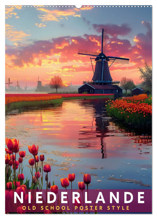 Niederlande - Old School Poster Style (CALVENDO Wandkalender 2027)