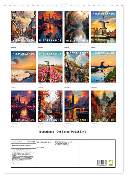 Niederlande - Old School Poster Style (CALVENDO Wandkalender 2027)