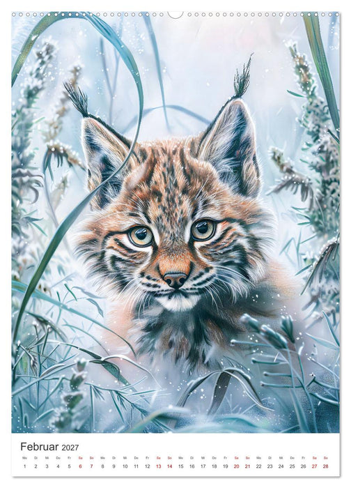 Tierkinder - Niedliche illustrierte Wildtiere in Wald und Flur (CALVENDO Wandkalender 2027)