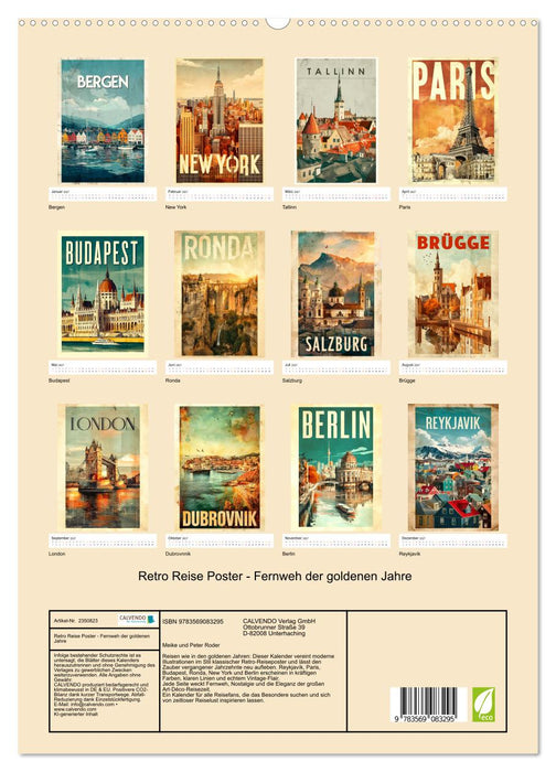 Retro Reise Poster - Fernweh der goldenen Jahre (CALVENDO Premium Wandkalender 2027)