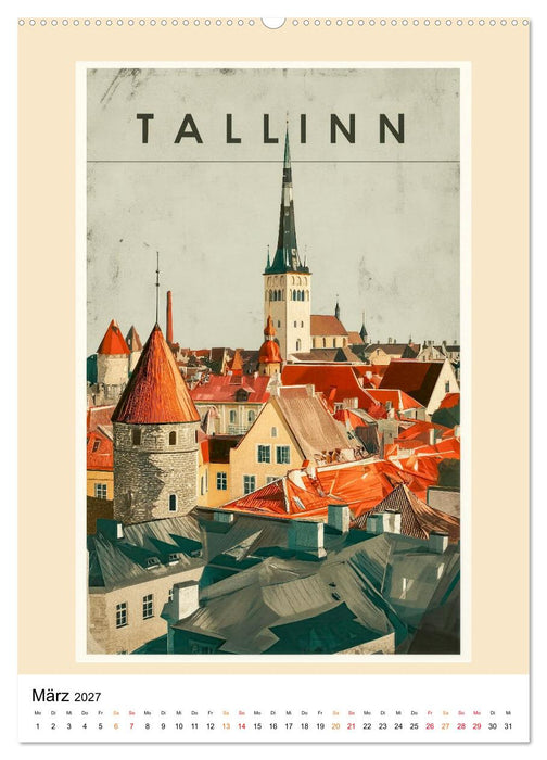 Retro Reise Poster - Fernweh der goldenen Jahre (CALVENDO Premium Wandkalender 2027)