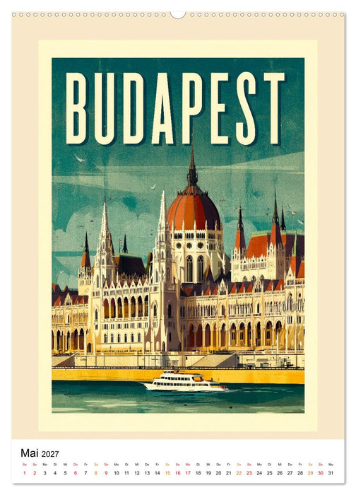 Retro Reise Poster - Fernweh der goldenen Jahre (CALVENDO Premium Wandkalender 2027)