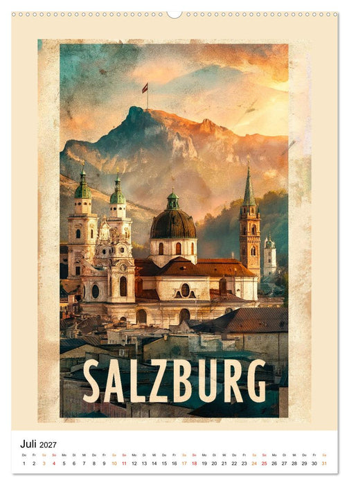 Retro Reise Poster - Fernweh der goldenen Jahre (CALVENDO Premium Wandkalender 2027)