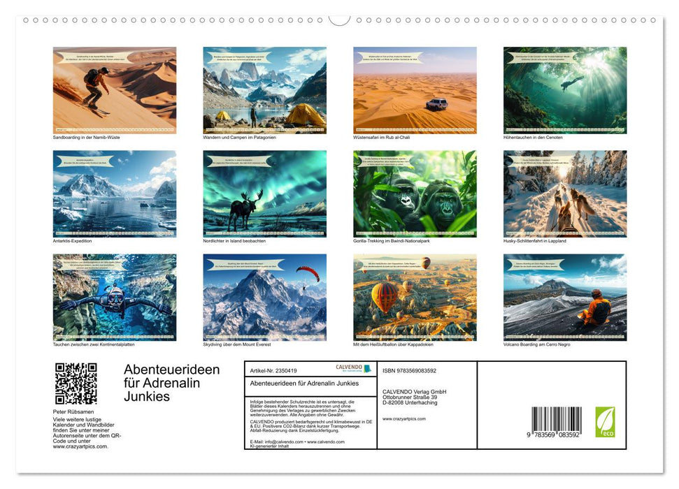Abenteuerideen für Adrenalin Junkies (CALVENDO Premium Wandkalender 2027)