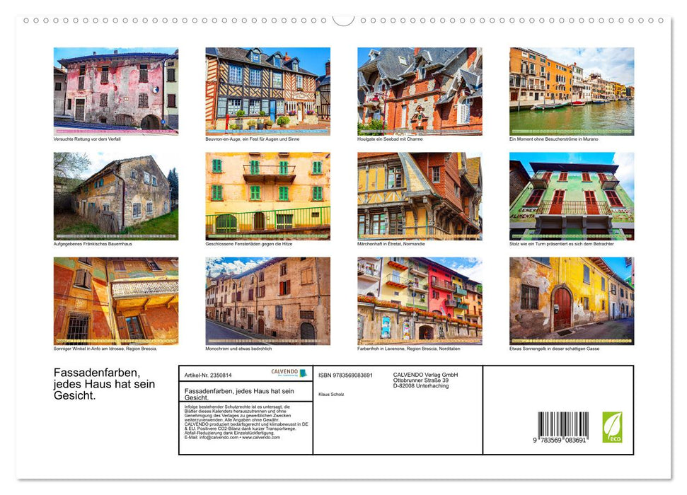 Fassadenfarben, jedes Haus hat sein Gesicht. (CALVENDO Premium Wandkalender 2027)