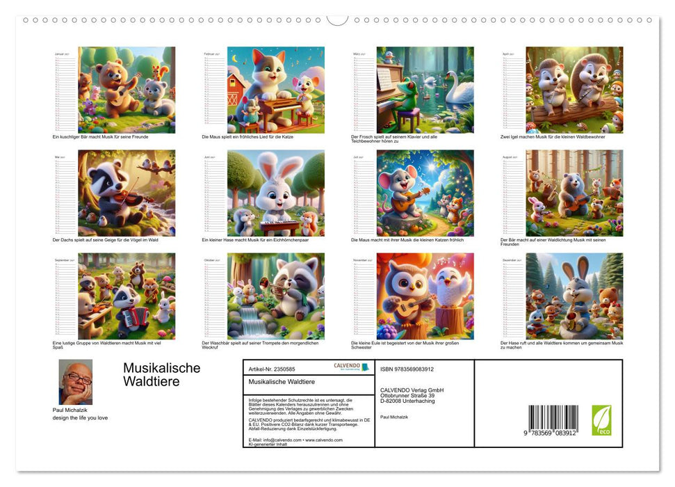 Musikalische Waldtiere (CALVENDO Premium Wandkalender 2027)