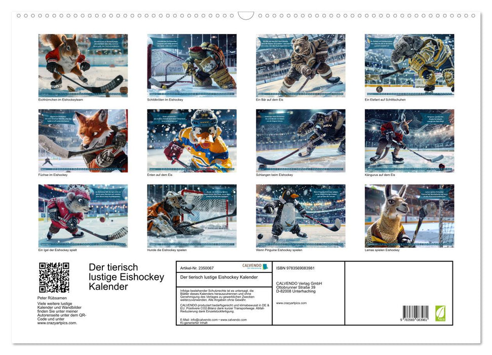 Der tierisch lustige Eishockey Kalender (CALVENDO Wandkalender 2027)