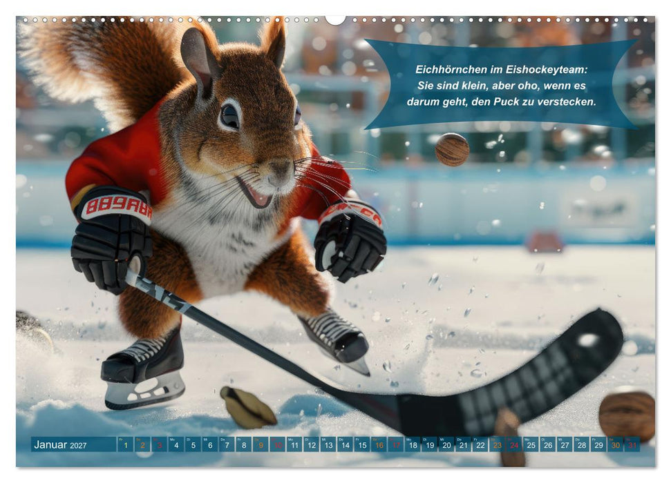 Der tierisch lustige Eishockey Kalender (CALVENDO Wandkalender 2027)