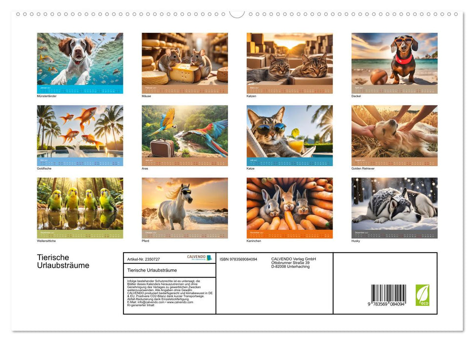Tierische Urlaubsträume (CALVENDO Premium Wandkalender 2027)
