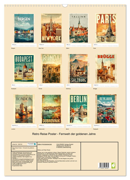 Retro Reise Poster - Fernweh der goldenen Jahre (CALVENDO Wandkalender 2027)