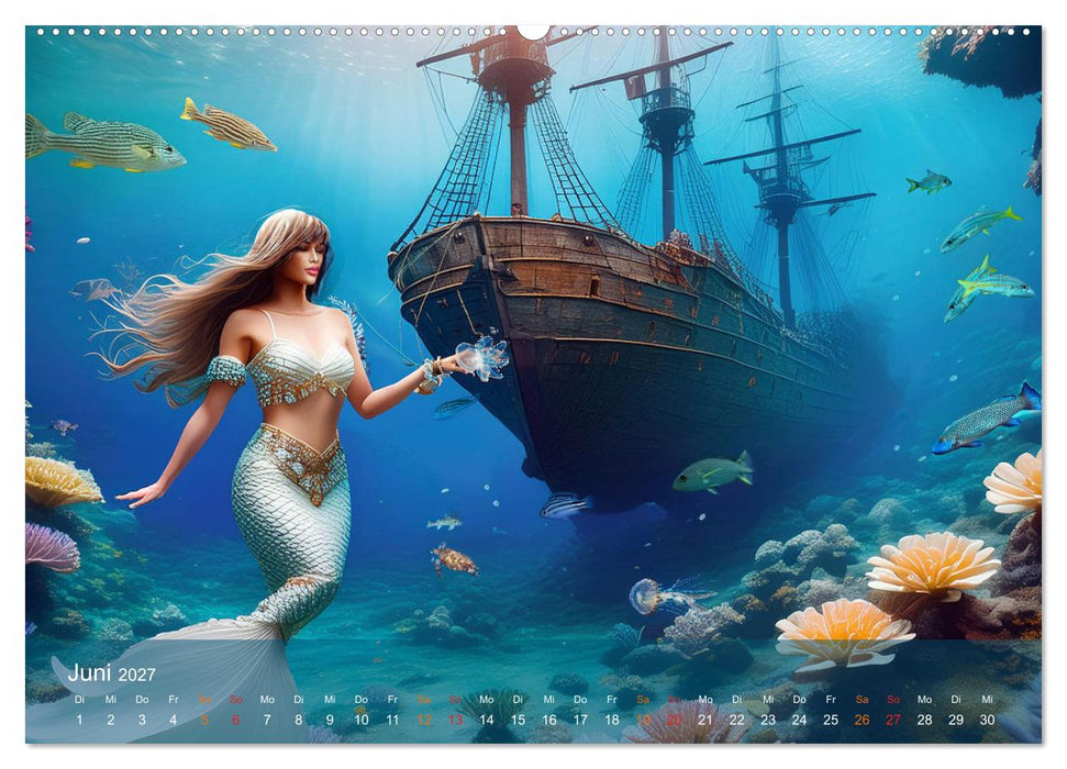 Meerjungfrauen in mystischen Unterwasserwelten (CALVENDO Premium Wandkalender 2027)
