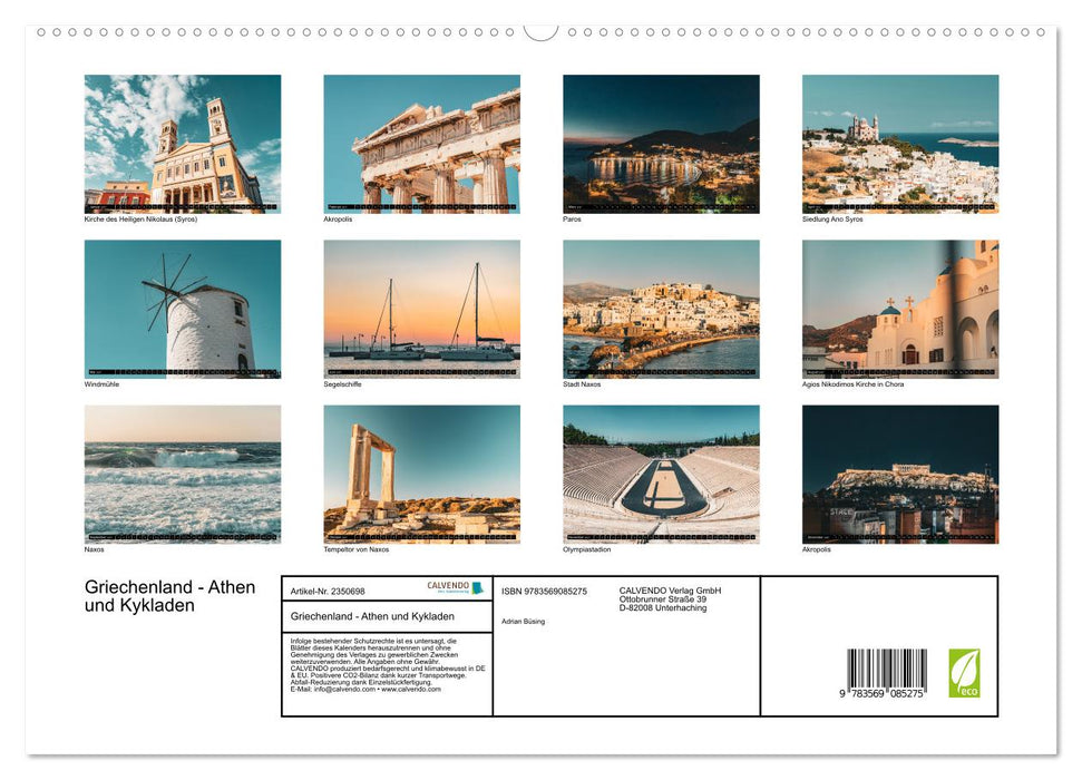 Griechenland - Athen und Kykladen (CALVENDO Premium Wandkalender 2027)
