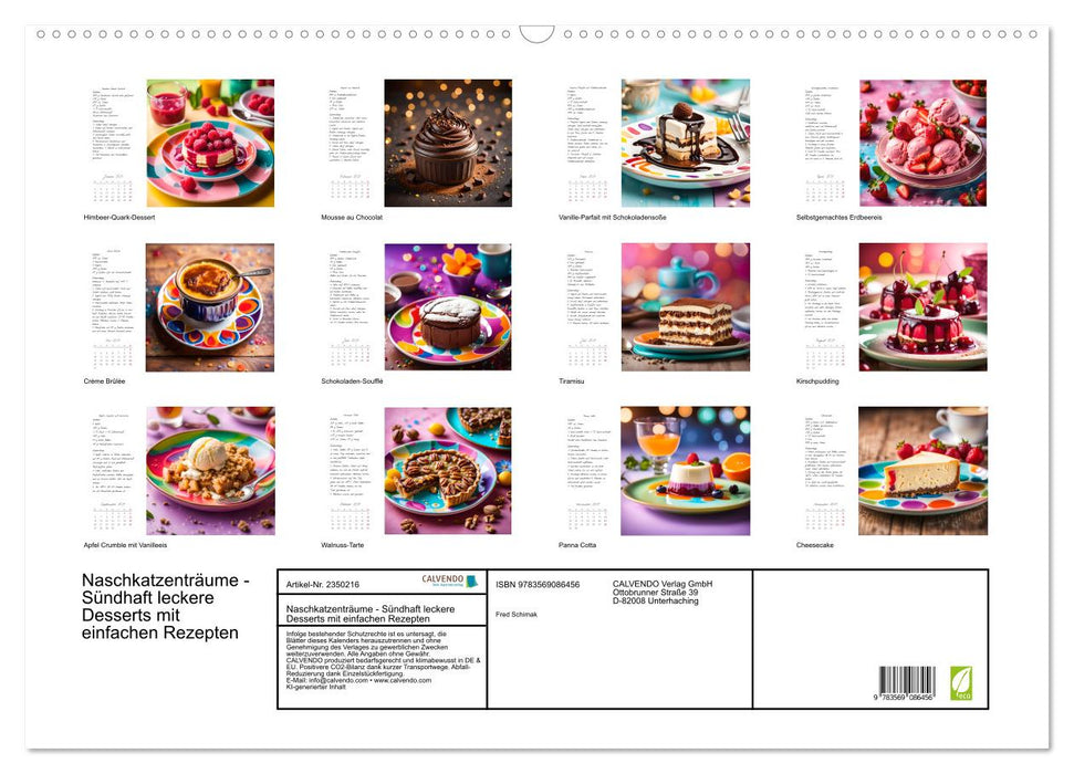 Naschkatzenträume - Sündhaft leckere Desserts mit einfachen Rezepten (CALVENDO Wandkalender 2027)