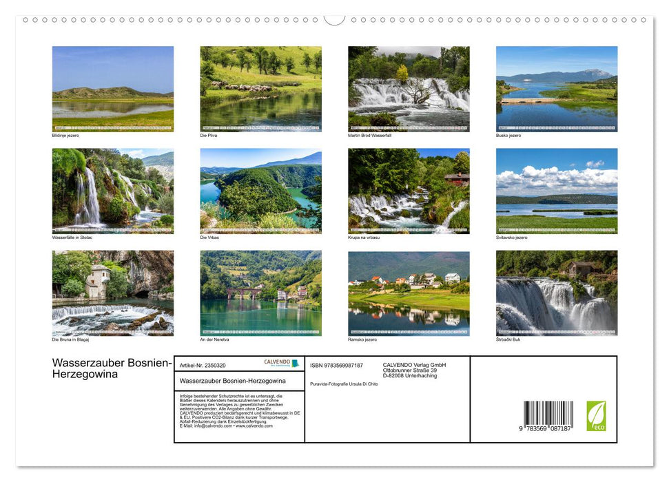 Wasserzauber Bosnien-Herzegowina (CALVENDO Premium Wandkalender 2027)