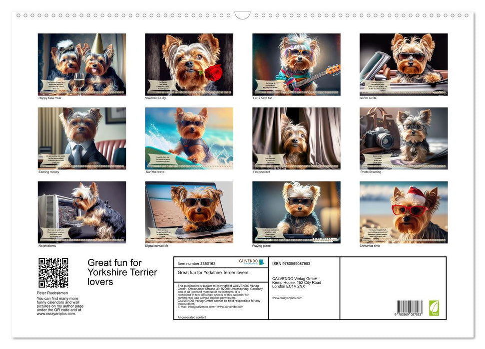 Great fun for Yorkshire Terrier lovers (CALVENDO Monthly Calendar 2027)