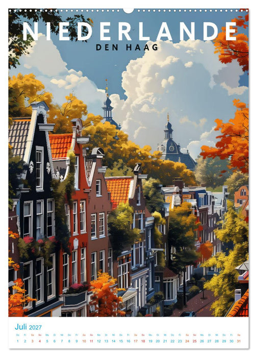Niederlande - Old School Poster Style (CALVENDO Premium Wandkalender 2027)