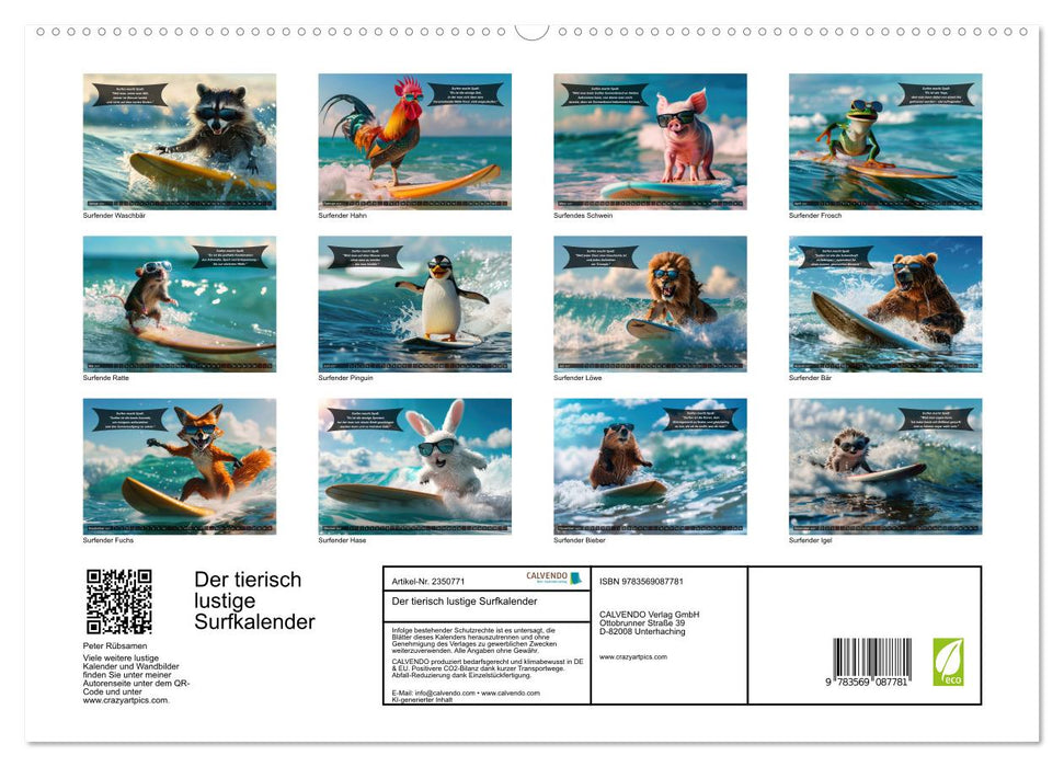 Der tierisch lustige Surfkalender (CALVENDO Premium Wandkalender 2027)