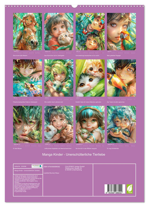 Manga Kinder - Unerschütterliche Tierliebe (CALVENDO Premium Wandkalender 2027)