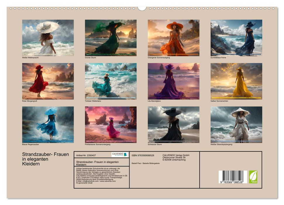 Strandzauber- Frauen in eleganten Kleidern (CALVENDO Premium Wandkalender 2027)