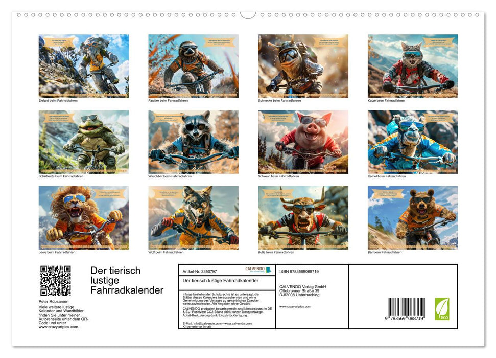 Der tierisch lustige Fahrradkalender (CALVENDO Premium Wandkalender 2027)