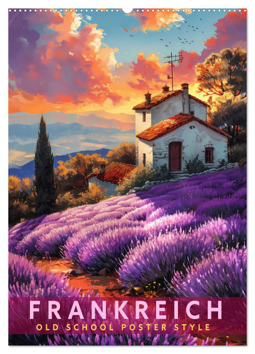 Frankreich - Old School Poster Style (CALVENDO Wandkalender 2027)