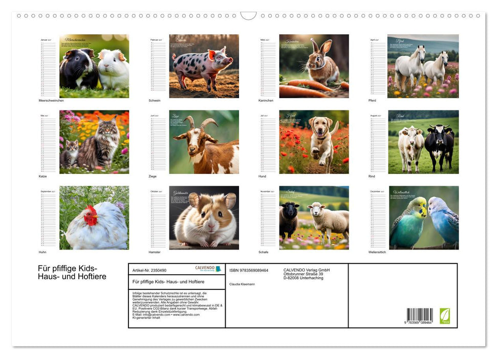 Für pfiffige Kids- Haus- und Hoftiere (CALVENDO Wandkalender 2027)