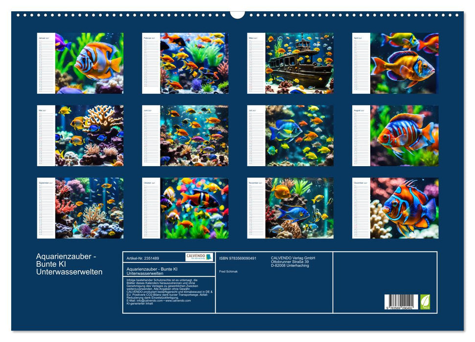 Aquarienzauber - Bunte KI Unterwasserwelten (CALVENDO Wandkalender 2027)