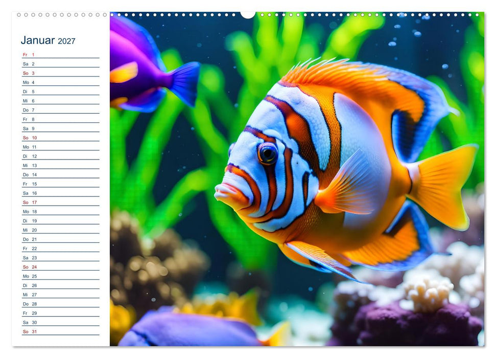 Aquarienzauber - Bunte KI Unterwasserwelten (CALVENDO Wandkalender 2027)