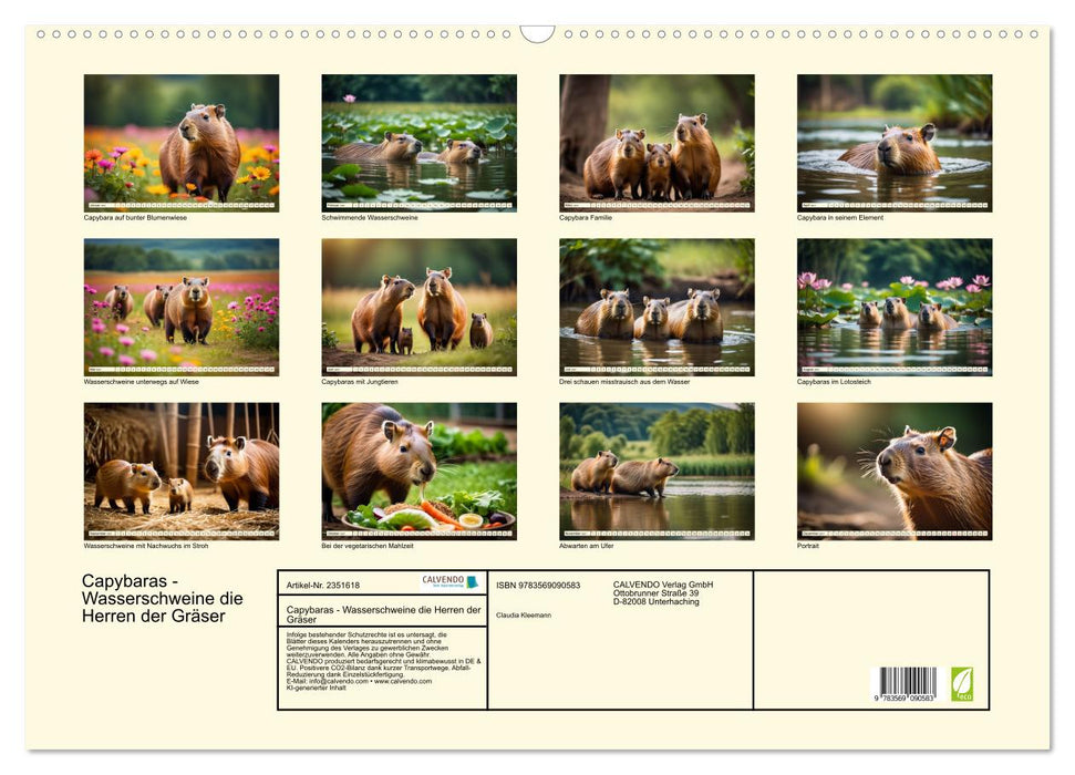Capybaras - Wasserschweine die Herren der Gräser (CALVENDO Wandkalender 2027)