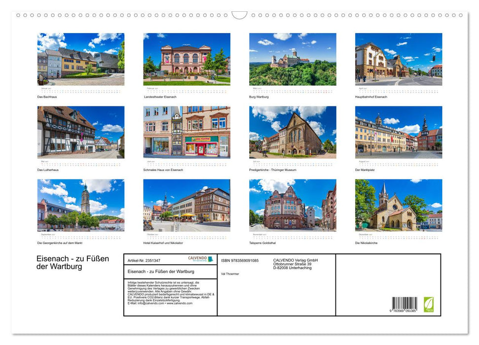 Eisenach - zu Füßen der Wartburg (CALVENDO Wandkalender 2027)