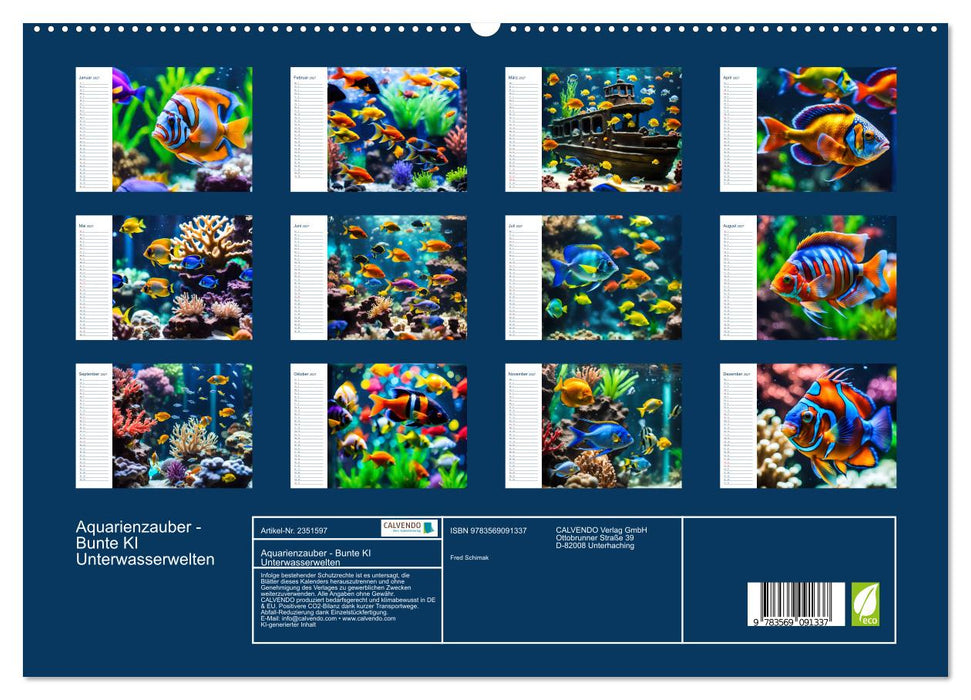Aquarienzauber - Bunte KI Unterwasserwelten (CALVENDO Premium Wandkalender 2027)