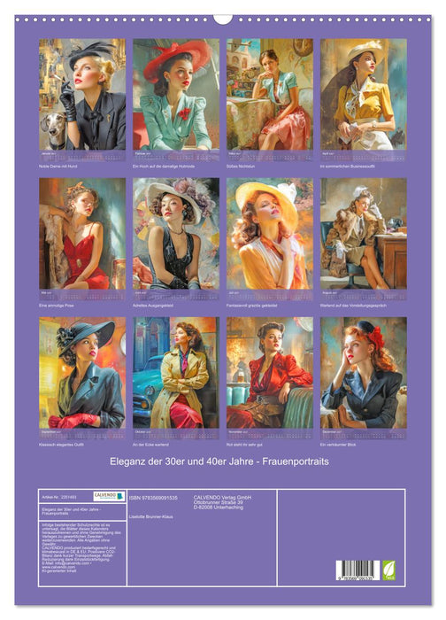 Eleganz der 30er und 40er Jahre - Frauenportraits (CALVENDO Wandkalender 2027)