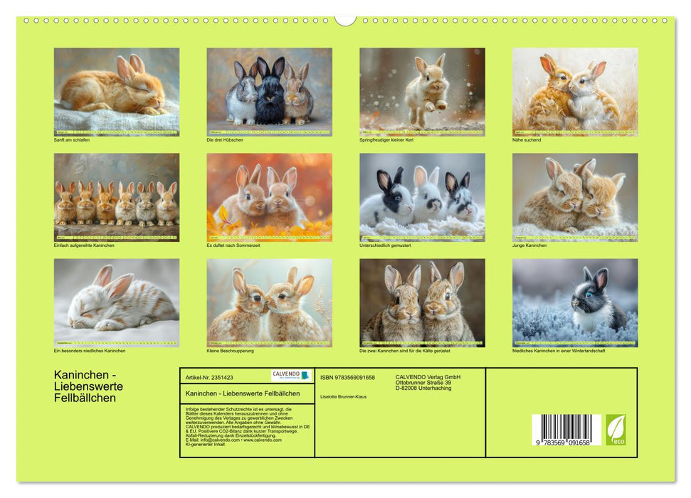Kaninchen - Liebenswerte Fellbällchen (CALVENDO Premium Wandkalender 2027)