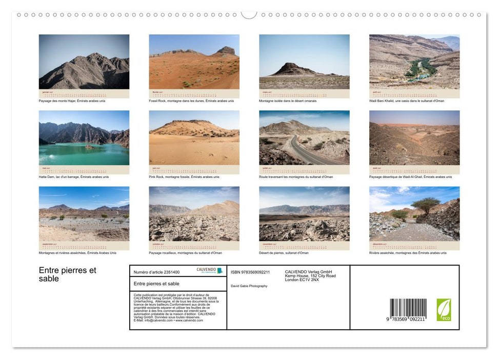 Entre pierres et sable (CALVENDO Calendrier supérieur 2027)
