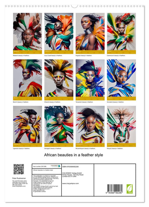 African beauties in a feather style (CALVENDO Premium-Calendar 2027)