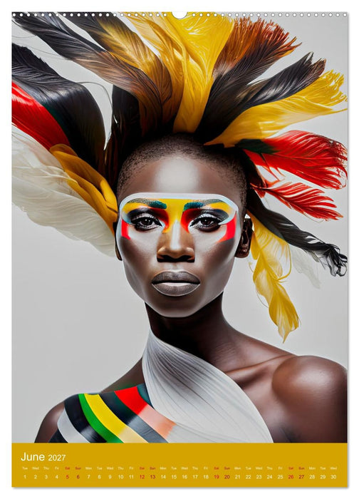 African beauties in a feather style (CALVENDO Premium-Calendar 2027)