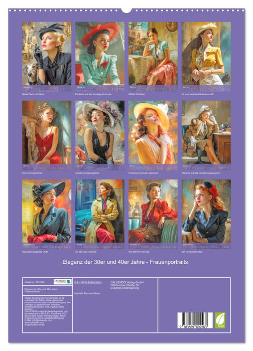 Eleganz der 30er und 40er Jahre - Frauenportraits (CALVENDO Premium Wandkalender 2027)