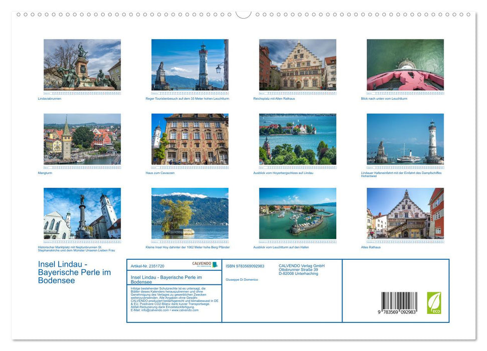Insel Lindau - Bayerische Perle im Bodensee (CALVENDO Premium Wandkalender 2027)
