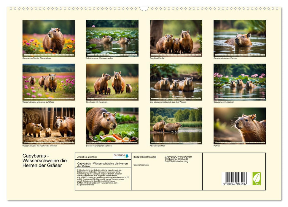 Capybaras - Wasserschweine die Herren der Gräser (CALVENDO Premium Wandkalender 2027)