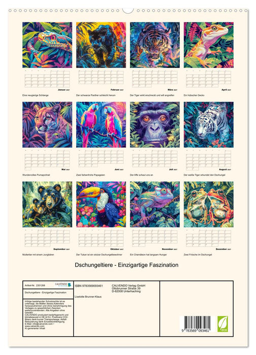 Dschungeltiere - Einzigartige Faszination (CALVENDO Premium Wandkalender 2027)