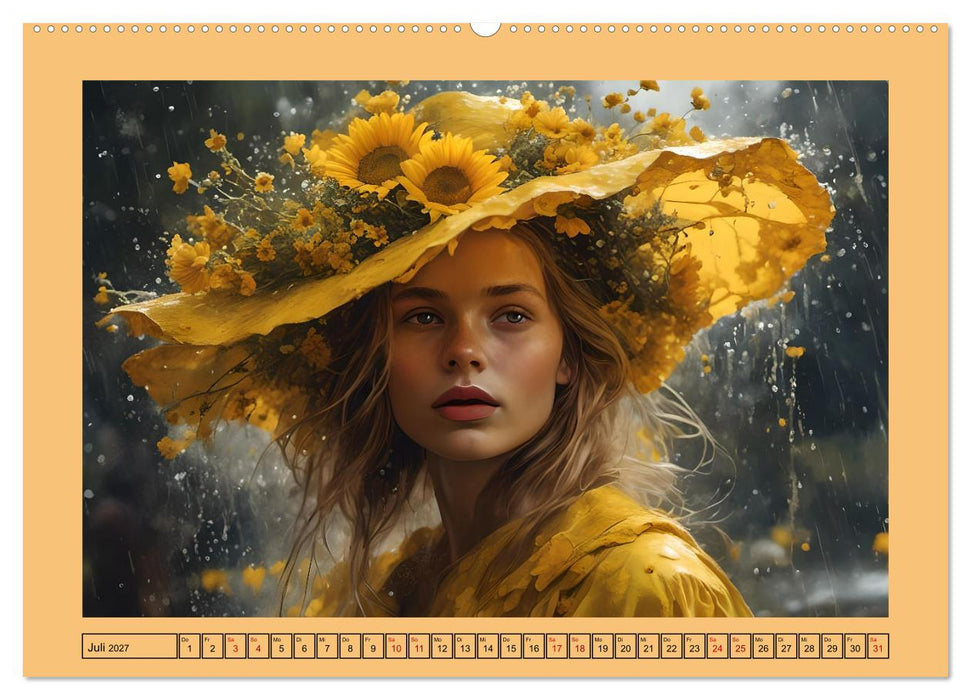 Regenzauber - Frauen im Wandel der Jahreszeiten (CALVENDO Premium Wandkalender 2027)