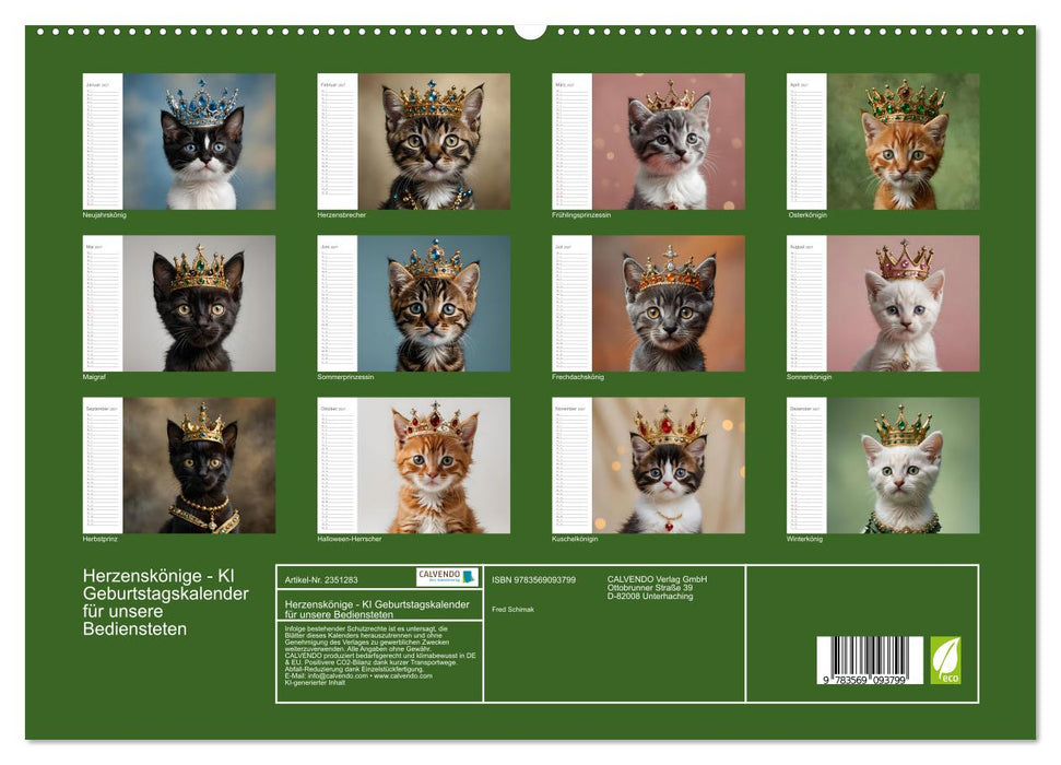 Herzenskönige - KI Geburtstagskalender für unsere Bediensteten (CALVENDO Premium Wandkalender 2027)